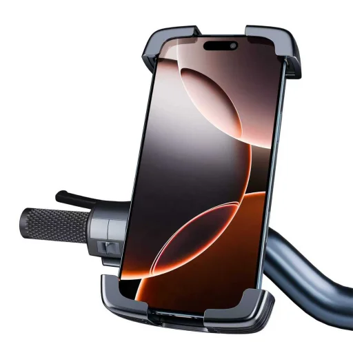 Držiak na telefón na bicykel/motorku Blavec BV-04 Velo na riadidlá so systémom tlmenia nárazov (BV04-SAHB) čierny - 3