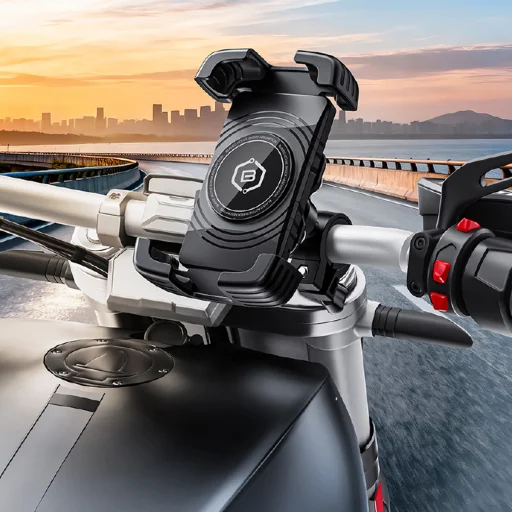 Držiak na telefón na bicykel/motorku Blavec BV-04 Velo na riadidlá so systémom tlmenia nárazov (BV04-SAHB) čierny - 5