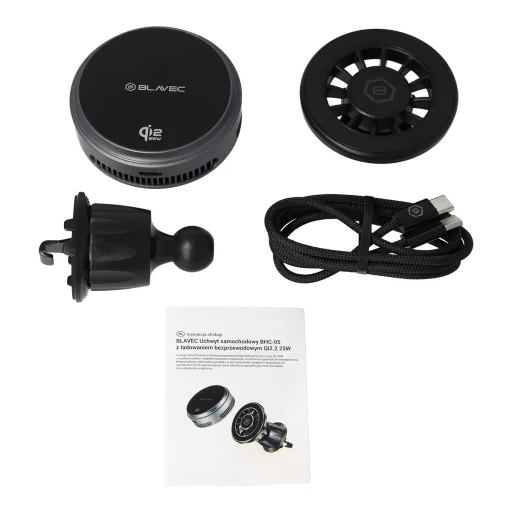 Blavec držiak do auta BHC-05 Qi2.2 25W s magneticky odnímateľným indukčným nabíjaním a aktívnym chladením do mriežky ventilácie (BHC05-MWIB) čierny - 9