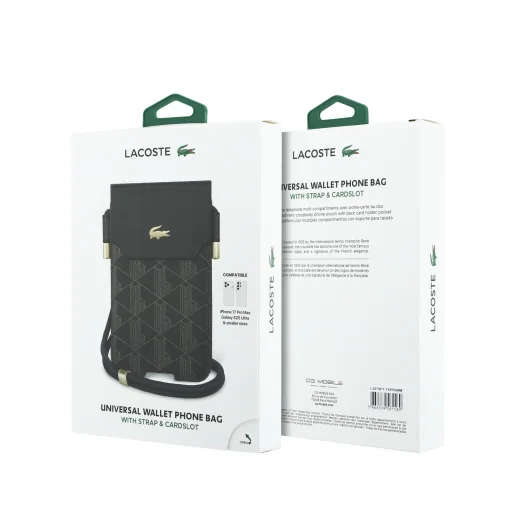 Lacoste PVC Blend Monogram Puzdro na Telefón s Kovovým Logom XL Hnedé - 4