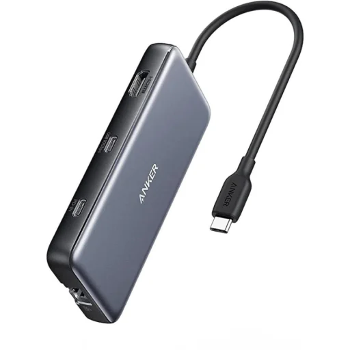 USB-C Hub Anker 555, 2 x USB-A 3.2 - 2 x USB-C - 1 x HDMI - 1 x RJ45 - 1 x SD - 1 x microSD, Sivý - 1