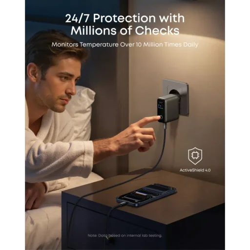 Anker Smart Display sieťová nabíjačka, 100W, 5A, 1 x USB-A - 2 x USB-C, s USB-C káblom, sivá B121BGZ1 - 4