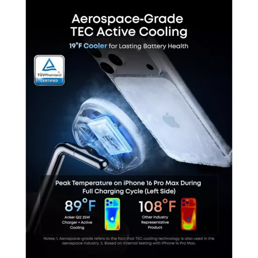 Anker Prime MagGo AirCool 3in1 bezdrôtová nabíjačka, 25W, čierna B25X7G11 - 3