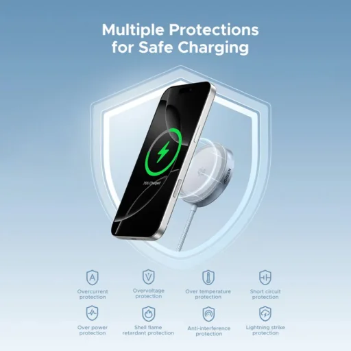 Bezdrôtová nabíjačka UGREEN MagFlow, 25W, modrá - 4