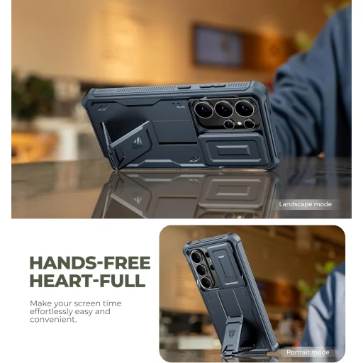 Samsung Galaxy S26 Ultra Dexnor 360 ütésálló tok kihajtható állvánnyal és kameravédővel kék - 4