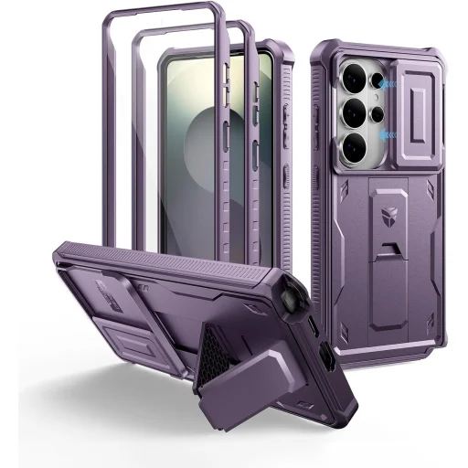 Samsung Galaxy S26 Ultra Dexnor 360 nárazuvzdorné puzdro s výklopným stojanom a ochranou fotoaparátu fialové - 1