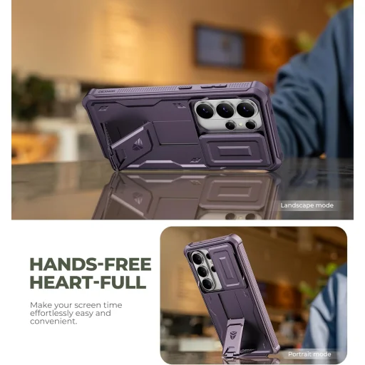 Samsung Galaxy S26 Ultra Dexnor 360 nárazuvzdorné puzdro s výklopným stojanom a ochranou fotoaparátu fialové - 4