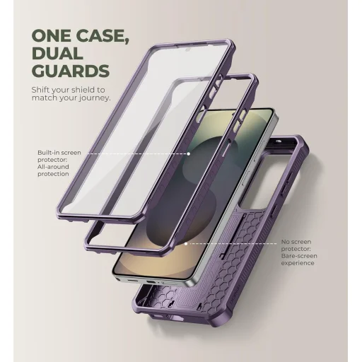Samsung Galaxy S26 Ultra Dexnor 360 ütésálló tok kihajtható állvánnyal és kameravédővel lila - 3