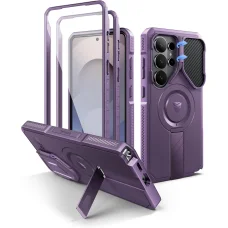 Samsung Galaxy S26 Ultra Dexnor 360-stupňové puzdro, ochrana fotoaparátu, stojan, fialové, nárazuvzdorné