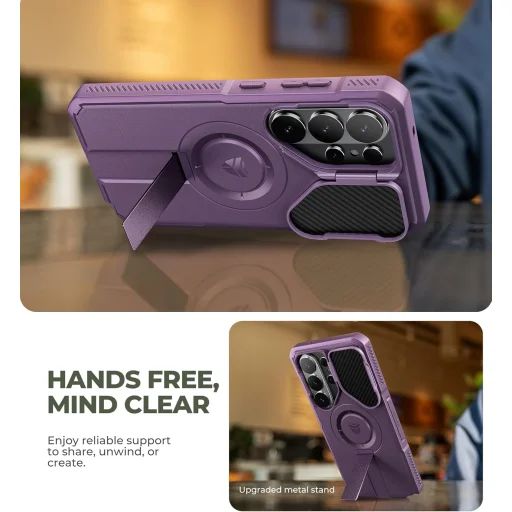 Samsung Galaxy S26 Ultra Dexnor 360-stupňové puzdro, ochrana fotoaparátu, stojan, fialové, nárazuvzdorné - 6
