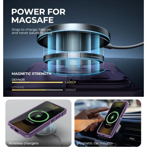 Samsung Galaxy S26 Ultra Dexnor 360-stupňové puzdro, ochrana fotoaparátu, stojan, fialové, nárazuvzdorné - 2