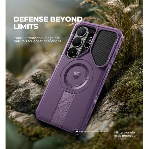 Samsung Galaxy S26 Ultra Dexnor 360-stupňové puzdro, ochrana fotoaparátu, stojan, fialové, nárazuvzdorné - 4