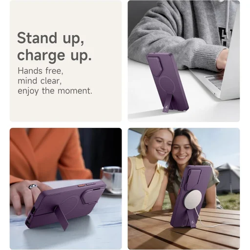 Samsung Galaxy S26 ULTRA SURITCH Magsafe puzdro, vyklápací stojan, ochrana fotoaparátu, fialové, nárazuvzdorné - 3