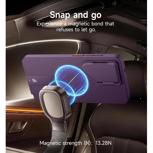 Samsung Galaxy S26 ULTRA SURITCH Magsafe puzdro, vyklápací stojan, ochrana fotoaparátu, fialové, nárazuvzdorné - 4