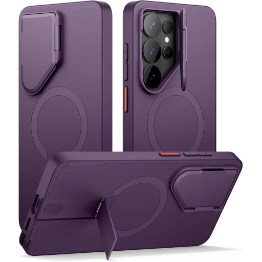 Samsung Galaxy S26 ULTRA SURITCH Magsafe puzdro, vyklápací stojan, ochrana fotoaparátu, fialové, nárazuvzdorné - 1