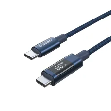 PD60W USB-C na USB-C nylonový kábel s digitálnym displejom 1.2m - modrý