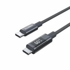 PD60W USB-C na USB-C kábel s digitálnym displejom 1,2m nylonový - čierny