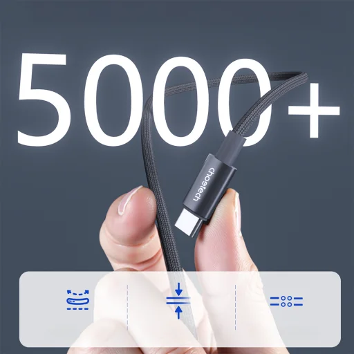 PD60W USB-C na USB-C kábel s digitálnym displejom 1,2m nylonový - čierny - 8