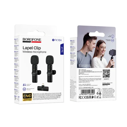 Borofone Bezdrôtový klopový mikrofón BFK16A Winner Lightning čierny - 2 kusy - 9