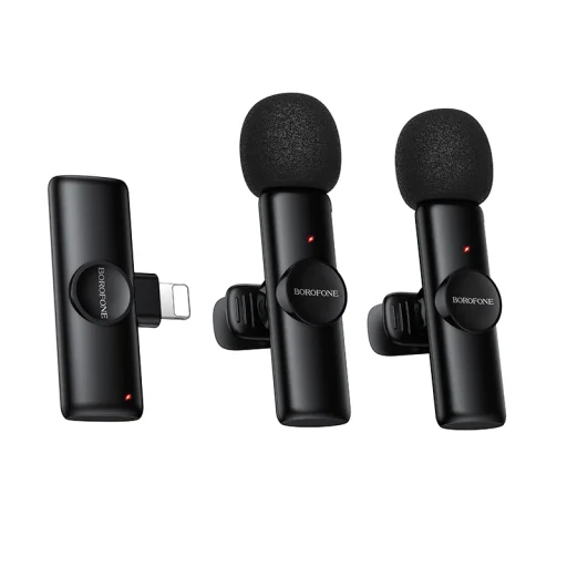 Borofone Bezdrôtový klopový mikrofón BFK16A Winner Lightning čierny - 2 kusy - 1