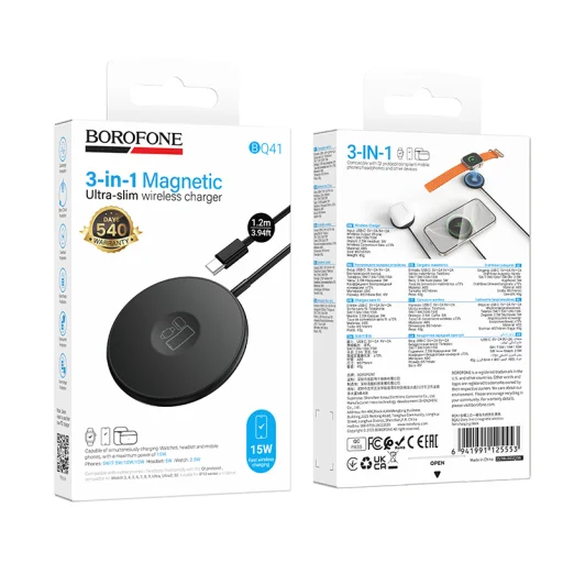 Borofone BQ41 Glory 3 v 1 15W čierna bezdrôtová nabíjačka - 8
