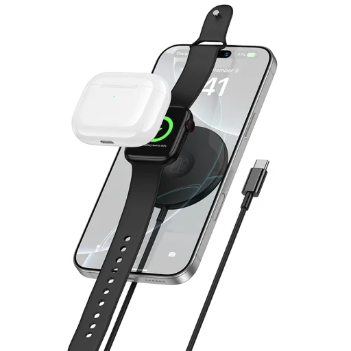 Borofone BQ41 Glory 3 v 1 15W čierna bezdrôtová nabíjačka - 2