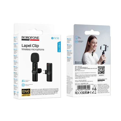 Borofone Lavalier bezdrôtový mikrofón BFK16 Winner Type C čierny - 9