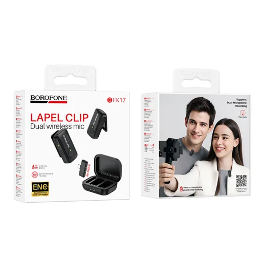 Borofone Lavalier bezdrôtový mikrofón BFK17 Lemai Type C čierny - 2 ks - 9