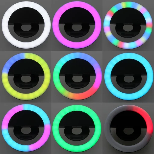 RGB LED Selfie körfény USB, tölthető + Micro USB kábel fehér - 4