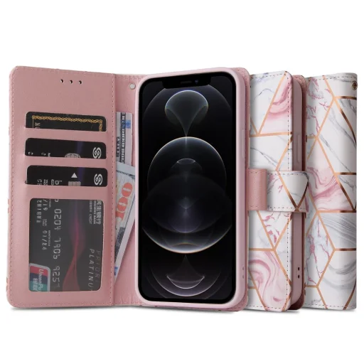 iPhone 12/ 12 Pro Tech-protect Wallet fliptok Márvány mintás - 1