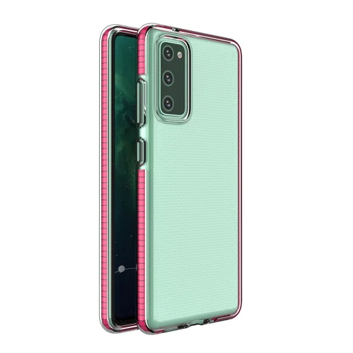 Samsung S20 FE Spring átlátszó TPU tok színes kerettel sötét pink - 1