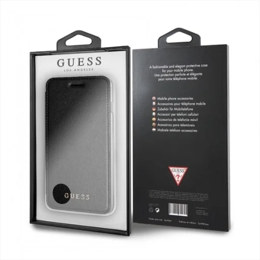 Guess GUFLBKI8LIGLTBK Iridescent fliptok áttetsző hátlappal iPhone 7/8 Plus fekete - 4