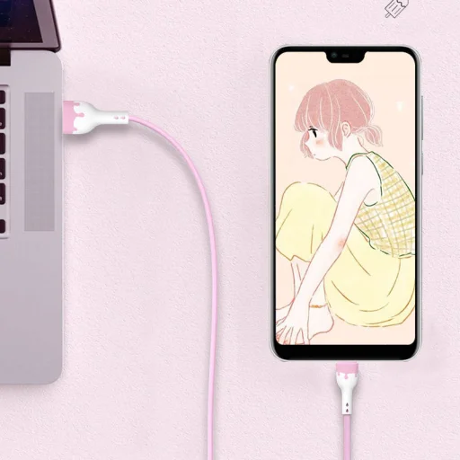 KAKU USB / USB Type-C kábe 3.2A gyorstöltéssel 1.2m (KSC-271) pink - 5