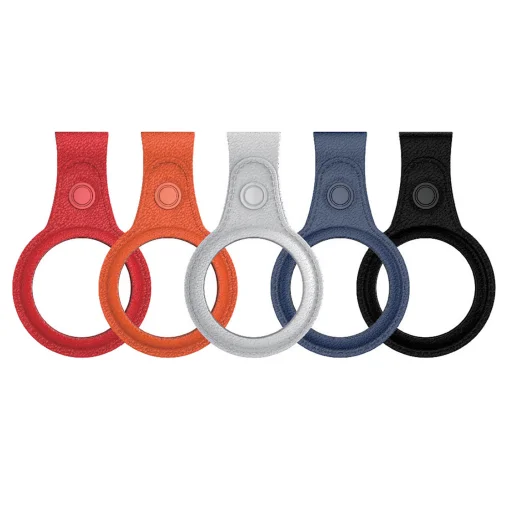 AirTag kulcstartó, tok piros színben műbőr hatású  - 2