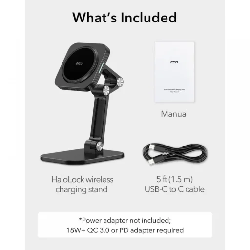 ESR HaloLock asztali telefontartó MagSafe vezeték nélküli töltéssel fekete - 9