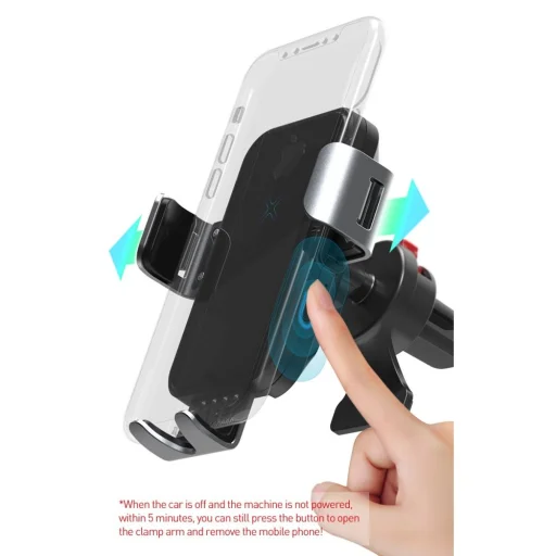 Tech-Protect R3 Autós Telefontartó Vezeték Nélküli Töltéssel Fekete - 9