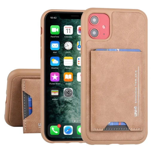 UNIQ Bruin tok kártyatartóval iPhone 11 barna - 1