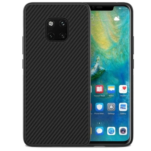 9H üveghátlapú tok szénszál mintával Huawei Mate 20 Pro fekete - 1