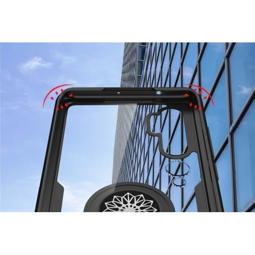 Samsung A51 Clear Carbon szénszál mintás tok gyűrű támasszal fekete - 9