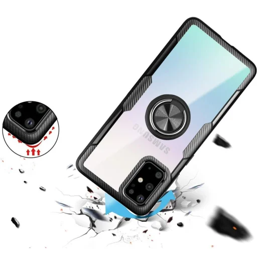 Carbon Armored szénszál mintás tok gyűrű támasszal Samsung Note 10 Lite fekete - 2