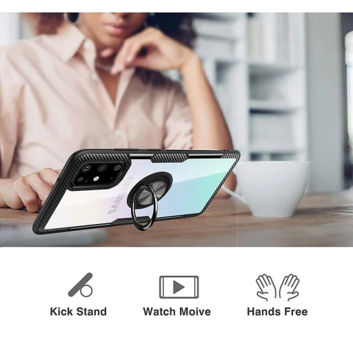 Carbon Armored szénszál mintás tok gyűrű támasszal Samsung Note 10 Lite fekete - 4