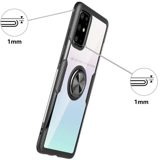 Carbon Armored szénszál mintás tok gyűrű támasszal Samsung Note 10 Lite fekete - 6