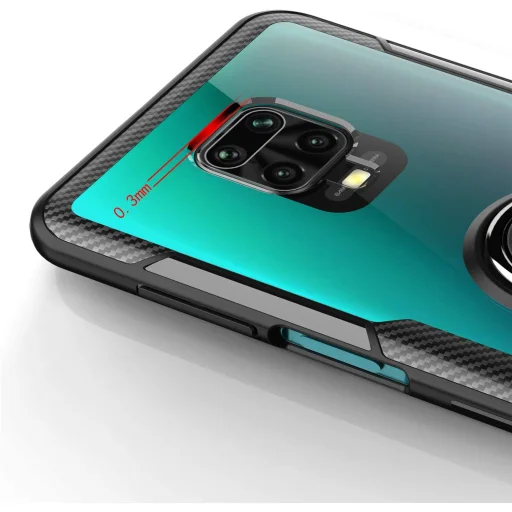 Carbon Armored szénszál mintás tok gyűrű támasszal XIAOMI REDMI NOTE 9S fekete - 3