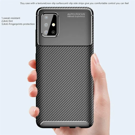 Armored szénszál mintájú TPU tok SAMSUNG GALAXY A51 fekete - 2