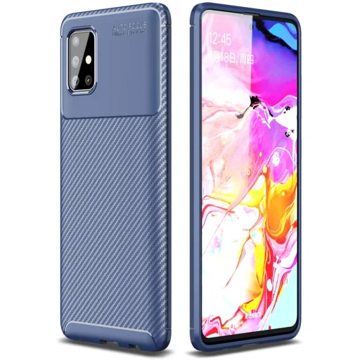 Samsung Galaxy A51 Armored szénszál mintájú TPU tok kék - 1