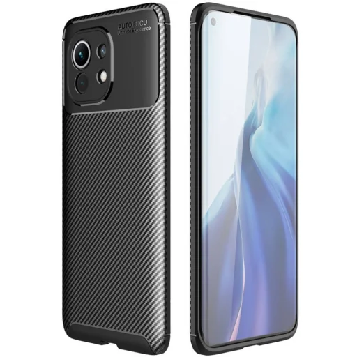 Xiaomi Mi 11 Armored szénszál mintájú TPU tok fekete - 1