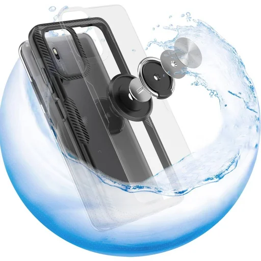 Clear Carbon szénszál mintás tok gyűrű támasszal XIAOMI REDMI NOTE 10 fekete - 4