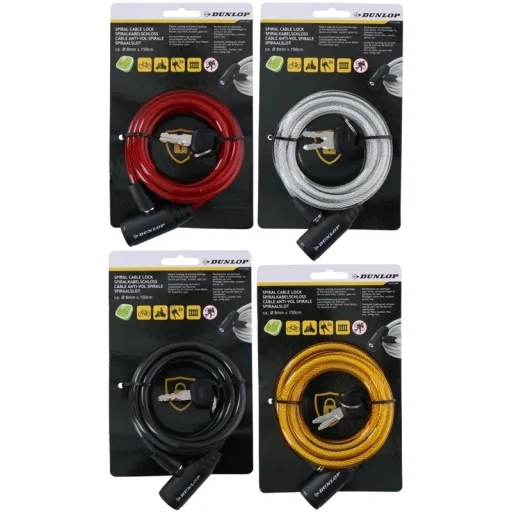 Dunlop kulcsos spirál kerékpárzár (sárga) - 2