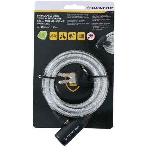 Dunlop kulcsos spirál kerékpárzár (fehér) - 1