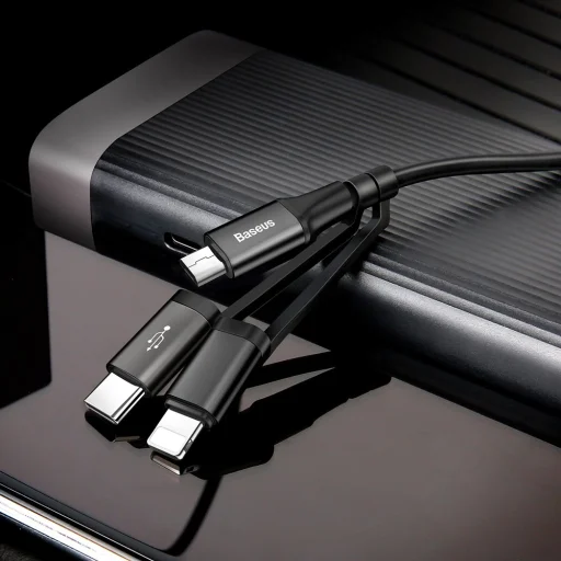 Baseus Excellent 3in1 USB - micro USB / Lightning / USB Type-C kábel 2A 1.2M fekete (CA3IN1-ZY01) - 8